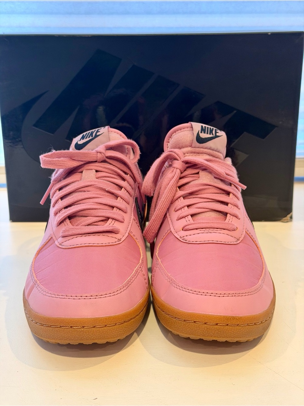 Nike Women’s Field General Pink Sneakers Gum Sole Elemental Pink Obsidian Swoosh - Picture 3 of 7